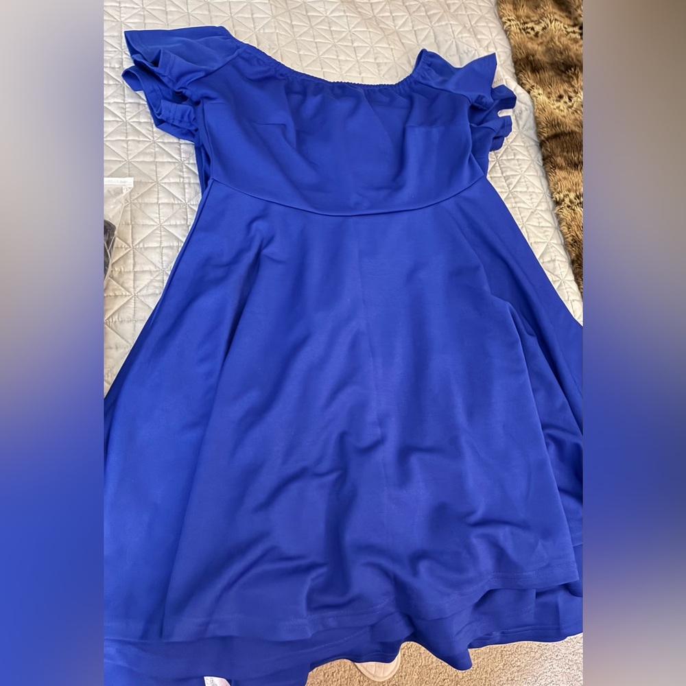 Royal Blue Simple Toss On Dress Ezbelle Size L NEW! Cute